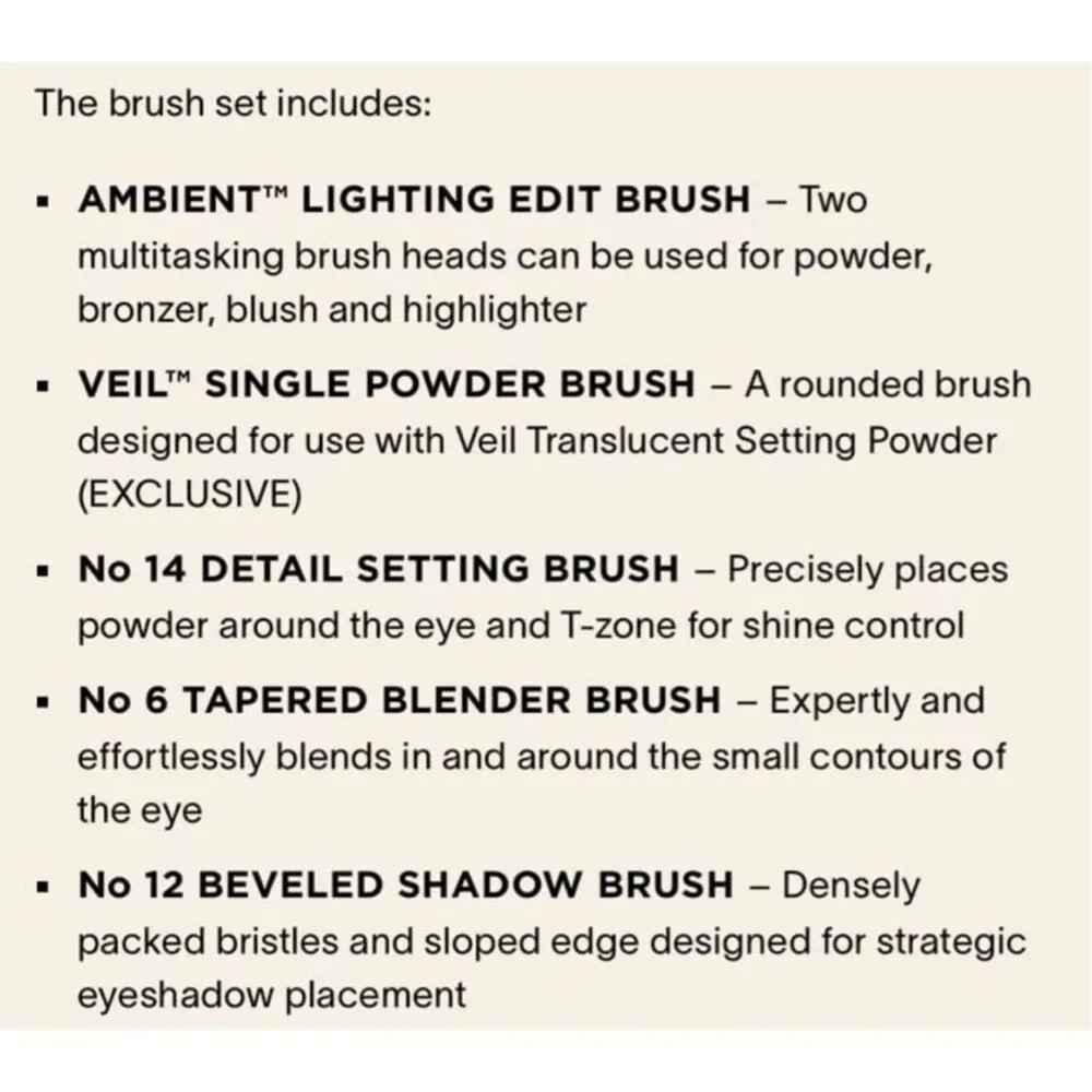 New Hourglass Professional Makeup Brush Set 7Pc With Case